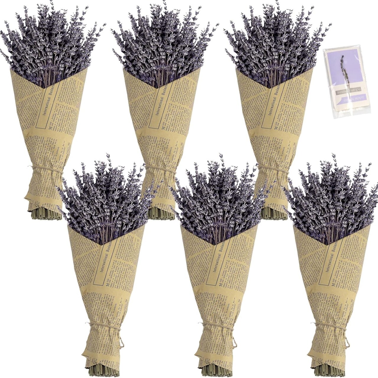 Natural Dried Lavender Flowers Bouquet Bundles with Stems 6 Pack -Christmas Day Valentine's Day Gifts Home Fragrance Decoration